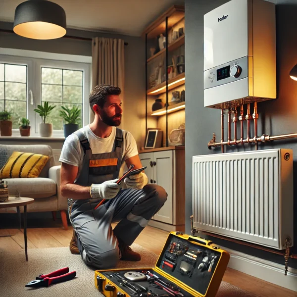 ELC Boilers engineer performing central heating servicing in Cheshunt