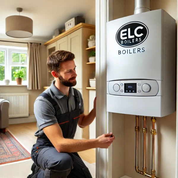 Gas Safe registered ELC Boilers engineer installing a modern, energy-efficient boiler in a Waltham Abbey EN9 property.