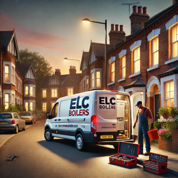ELC Boilers van parked on a quiet Turnford street for an emergency boiler repair.